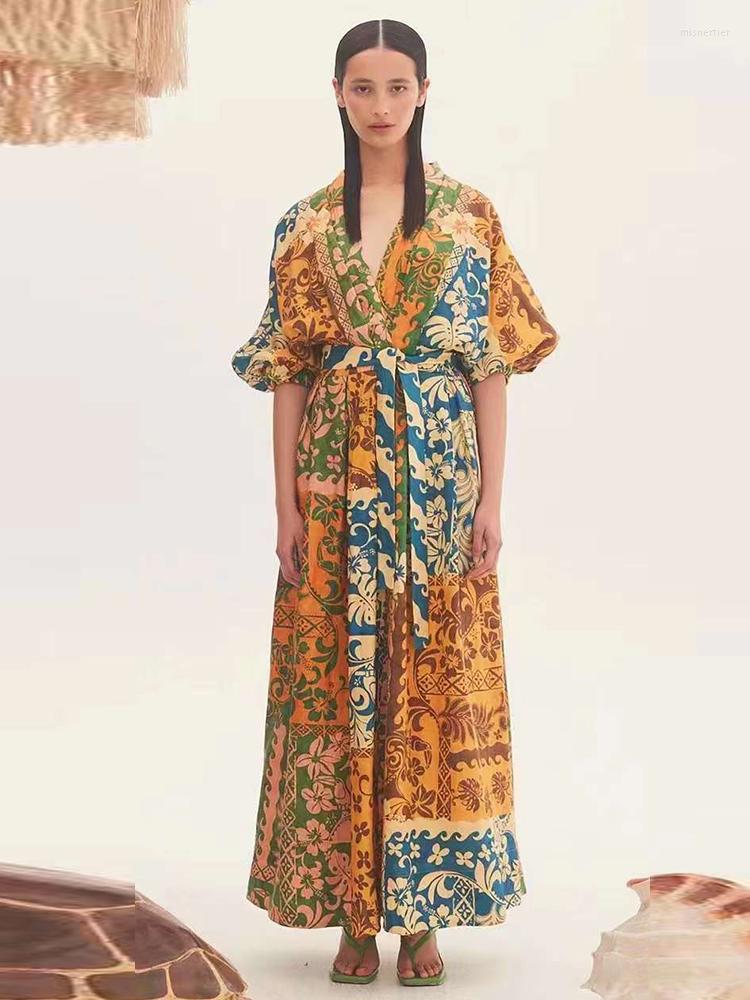 Casual Dresses Designer' Retro Geometric Print V-neck Lace-up Waist Loose Dress Ladies' Autumn Fashion One-piece Big Swing Poncho, Multi
Casual Dresses Designer' Retro Geometric Print V-neck Lace-up Waist Loose Dress Ladies' Autumn Fashion One-piece Big Swing Poncho, Multi