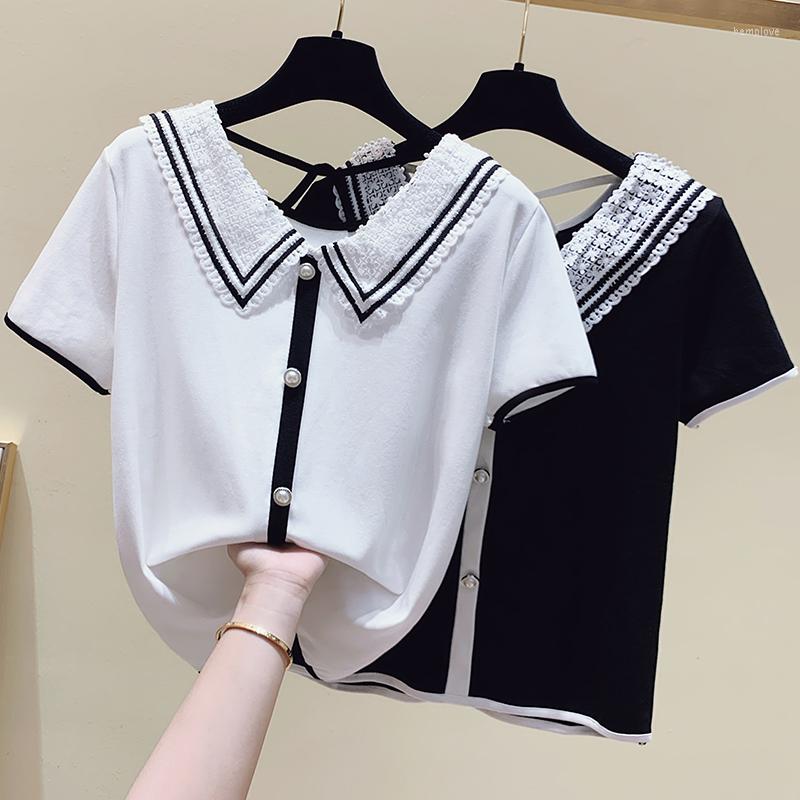 Women' T Shirts Han Edition Loose Short Doll Brought Summer Wear White Collar V-neck Choli Female Cotton Small Unlined Upper Garment, Black
Women' T Shirts Han Edition Loose Short Doll Brought Summer Wear White Collar V-neck Choli Female Cotton Small Unlined Upper Garment, Black
