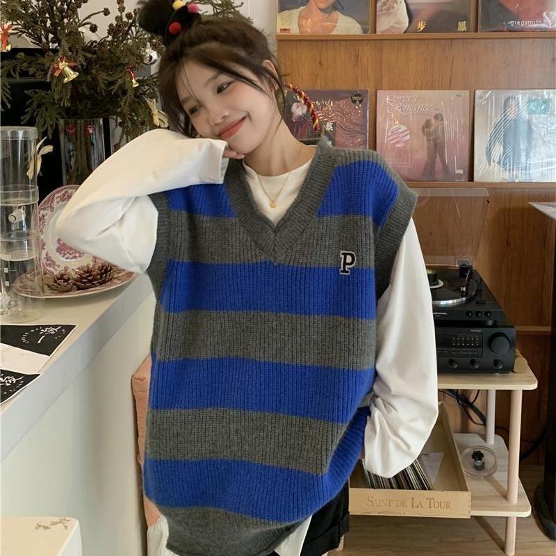 Women's Vests Korean Knitting Vintage Sweater Knitted Striped Vest Women Sleeveless Oversize Pullover Sweaters Jumper Female Waistcoat Top
Women's Vests Korean Knitting Vintage Sweater Knitted Striped Vest Women Sleeveless Oversize Pullover Sweaters Jumper Female Waistcoat Top