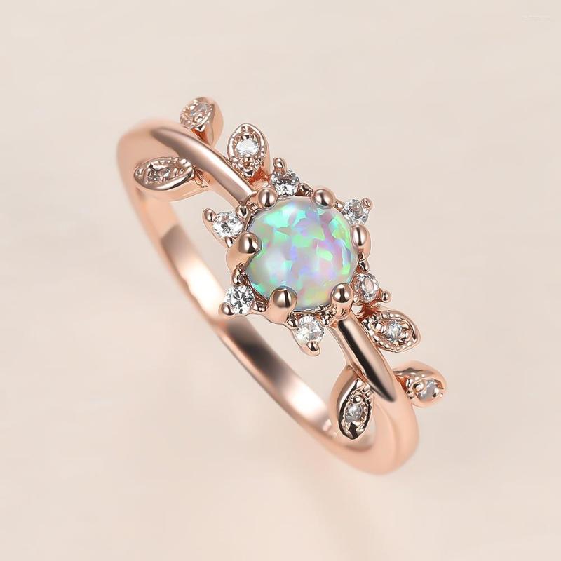 Wedding Rings Cute Blue White Round Opal Ring Charm Rose Gold Color Thin For Women Luxury Bride Crystal Leaf Engagement
Wedding Rings Cute Blue White Round Opal Ring Charm Rose Gold Color Thin For Women Luxury Bride Crystal Leaf Engagement