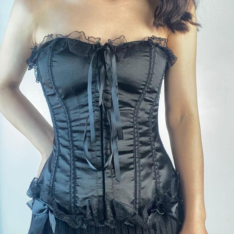 Women' Tanks Y2K Vintage Strapless Corset Top Lace Trim Backless Bandage Skinny Bustiers Aesthetic Fairy Grunge Crop Women Retro Clothes, Black
Women' Tanks Y2K Vintage Strapless Corset Top Lace Trim Backless Bandage Skinny Bustiers Aesthetic Fairy Grunge Crop Women Retro Clothes, Black