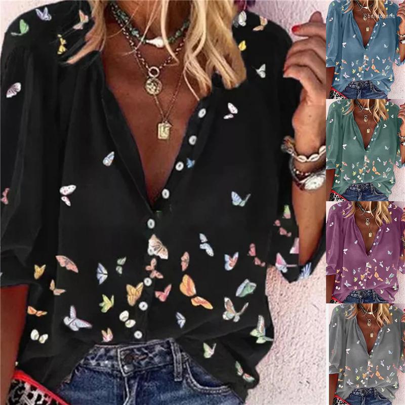 Women's Blouses European Style Women V-Neck Summer Single-breasted Butterfly Printing T-Shirt Big Yards Sleeve Tops, Gray
Women's Blouses European Style Women V-Neck Summer Single-breasted Butterfly Printing T-Shirt Big Yards Sleeve Tops, Gray