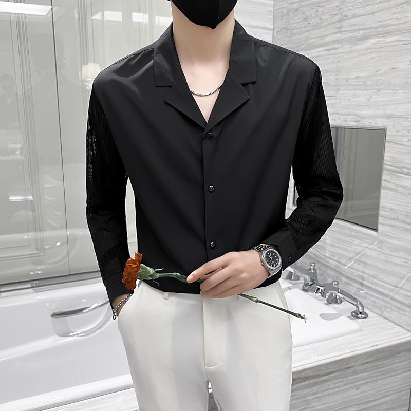 Men's Casual Shirts 2022 Spring Sexy V-neck Men's Hollow See-through Long-sleeved Shirt Social Party Tuxedo Singer Host Chemise Homme, Black
Men's Casual Shirts 2022 Spring Sexy V-neck Men's Hollow See-through Long-sleeved Shirt Social Party Tuxedo Singer Host Chemise Homme, Black
