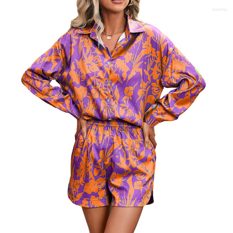 Women' Tracksuits Women' Shorts Leisure Suit Fashion Print/Solid Color Long Sleeves Single Breasted Shirt Elastic Waist Sets For
Women' Tracksuits Women' Shorts Leisure Suit Fashion Print/Solid Color Long Sleeves Single Breasted Shirt Elastic Waist Sets For