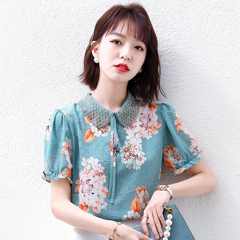 Women's Blouses Summer Blouse Short Sleeve Top Korean Fashion Lapel Shirt Chiffon Casual Printing Straight Female Clothing Houthion, Blue
Women's Blouses Summer Blouse Short Sleeve Top Korean Fashion Lapel Shirt Chiffon Casual Printing Straight Female Clothing Houthion, Blue