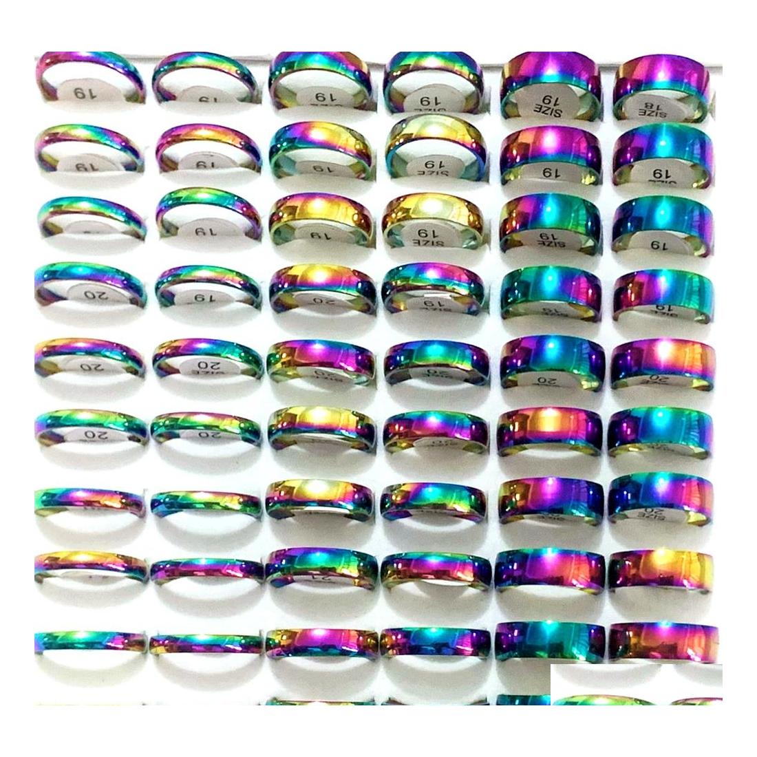 Band Rings 60Pcs Rainbow 4/6/8Mm Stainless Steel Ring Charm Women Men Gift Wholesale Drop Delivery Jewelry Dhvsa
Band Rings 60Pcs Rainbow 4/6/8Mm Stainless Steel Ring Charm Women Men Gift Wholesale Drop Delivery Jewelry Dhvsa