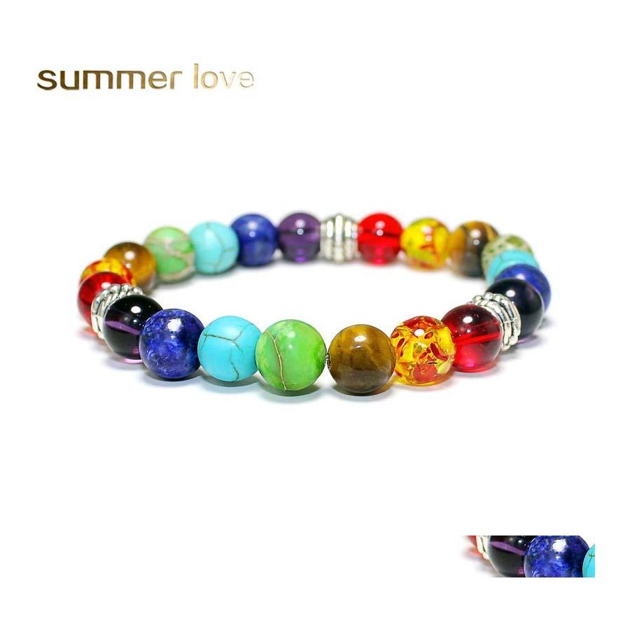 Beaded Strands Adjustable 7 Chakras Beaded Bracelets 8Mm Natural Stone Bead Elastic Yoga Buddha Tiger Eye Bracelet For Women Men Wh Otsh0
Beaded Strands Adjustable 7 Chakras Beaded Bracelets 8Mm Natural Stone Bead Elastic Yoga Buddha Tiger Eye Bracelet For Women Men Wh Otsh0