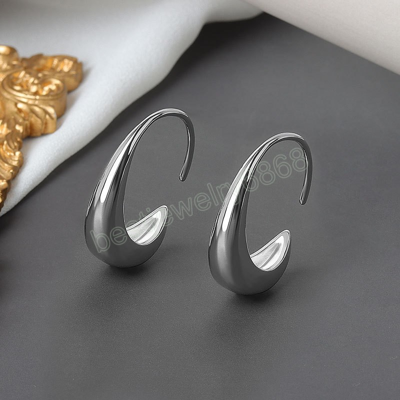 Gold Plated Chic Huggie Earrings Women Ear Hook Chunky Earrings Hoops Brass Geometric Earring Female Minimalist Jewelry