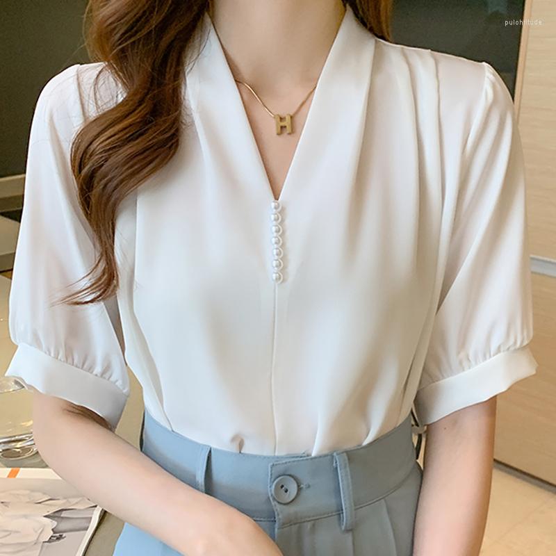 Women' Blouses Blusas Short Sleeve Blouse Women Mujer De Moda 2022 Tops Femme Top Beading V-Neck Chiffon Shirt E884, White
Women' Blouses Blusas Short Sleeve Blouse Women Mujer De Moda 2022 Tops Femme Top Beading V-Neck Chiffon Shirt E884, White