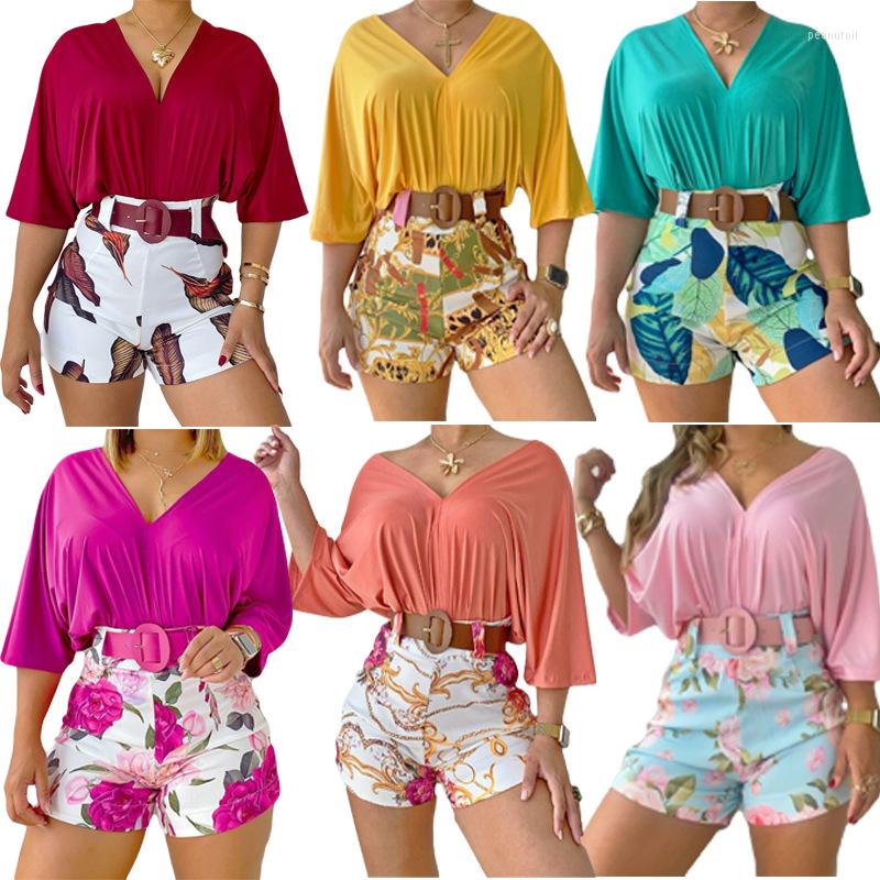Women' Tracksuits 2022 Casual Women' Clothing V-neck Lace Up Bat Sleeve Short Loose Jumpsuit Printed Shorts Set Two Pieces
Women' Tracksuits 2022 Casual Women' Clothing V-neck Lace Up Bat Sleeve Short Loose Jumpsuit Printed Shorts Set Two Pieces