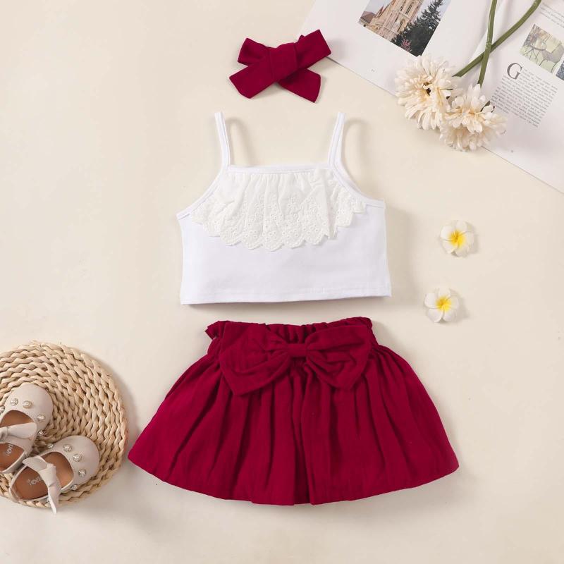 Clothing Sets Summer Baby Girls Clothes Set Toddler Girl Sleeveless Lace Sling Vest Short Skirt Headband Suit Outfits, Red
Clothing Sets Summer Baby Girls Clothes Set Toddler Girl Sleeveless Lace Sling Vest Short Skirt Headband Suit Outfits, Red