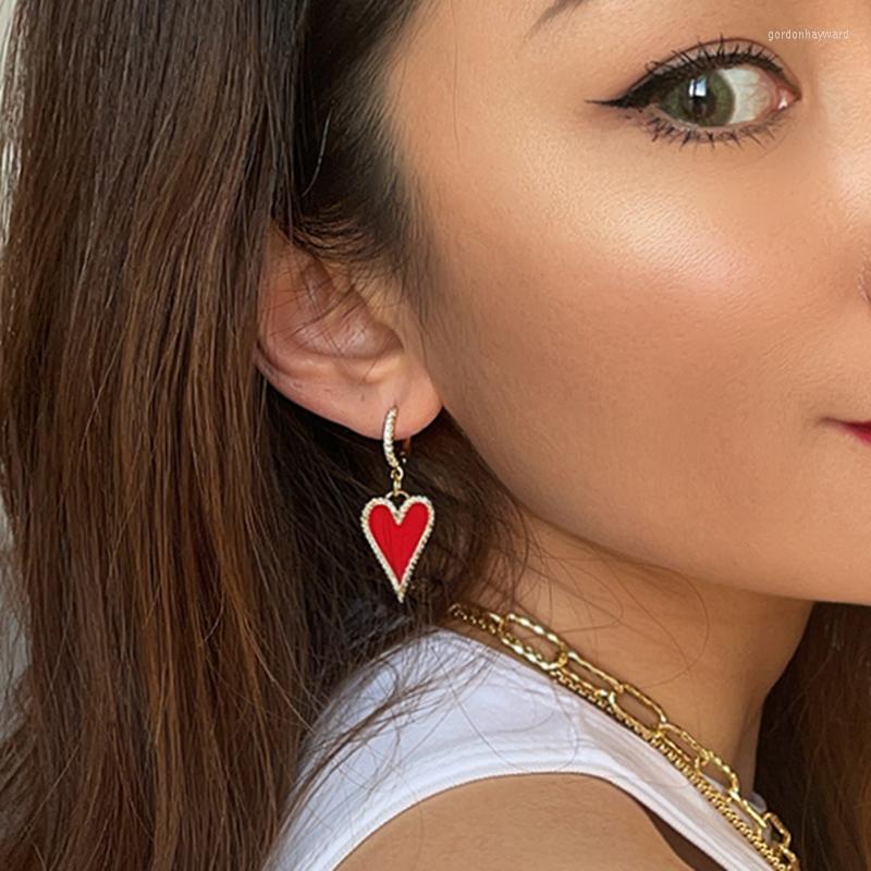 Dangle Earrings Red Heart Love For Women Gold Color Hoop Earring With Charms Female Copper Micro Pave Zircon CZ Statement Korean
Dangle Earrings Red Heart Love For Women Gold Color Hoop Earring With Charms Female Copper Micro Pave Zircon CZ Statement Korean