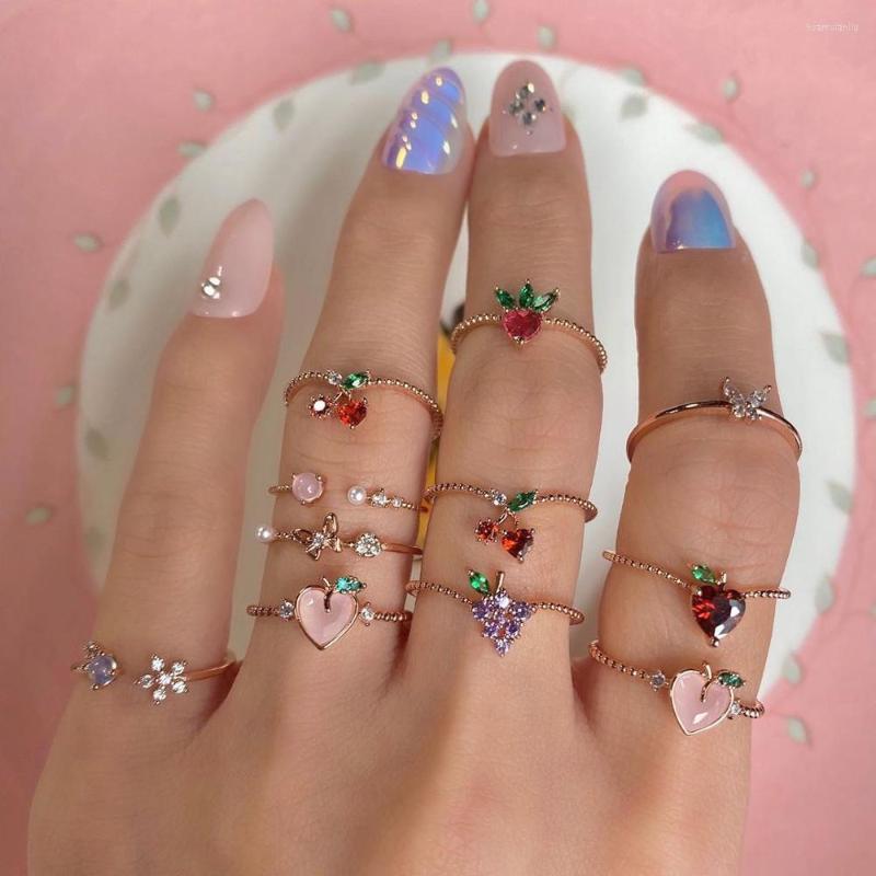 Wedding Rings Summer Styles Multicolor Cute Apple Grape Stawberry Cherry Cz Fruit For Women Lovely Girl Party Charm Jewelry Gifts
Wedding Rings Summer Styles Multicolor Cute Apple Grape Stawberry Cherry Cz Fruit For Women Lovely Girl Party Charm Jewelry Gifts
