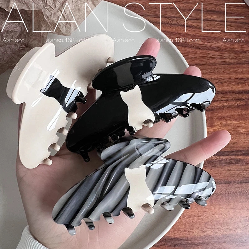 France Women Large Cute Cat Acetate Hair Claws Ladies High-fashion Hairpins Hairgrip Headwear Barrettes Washing Face Hair Clips