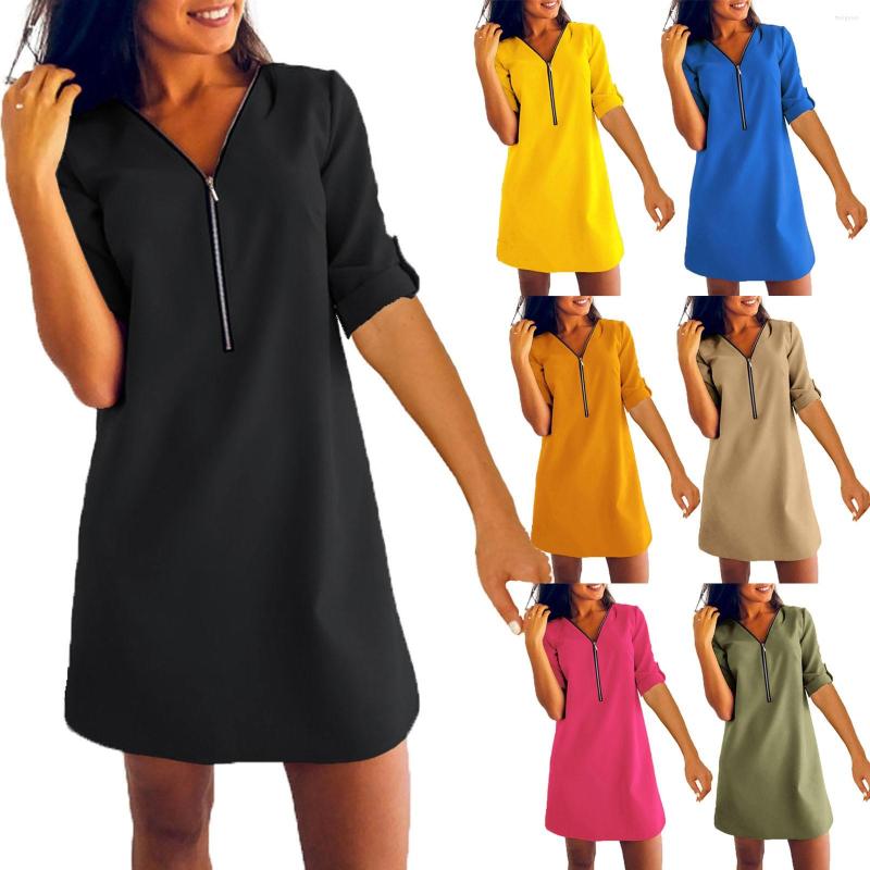 Casual Dresses Women's Fashion Solid Colour Loose V-Neck Zipper Long Sleeve Dress Summer Party Sexy Beach Clothing For Ladies Vestidos, Khaki
Casual Dresses Women's Fashion Solid Colour Loose V-Neck Zipper Long Sleeve Dress Summer Party Sexy Beach Clothing For Ladies Vestidos, Khaki