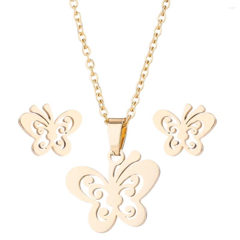Necklace Earrings Set Oly2u 10 Sets/lot Super Cute Gold Butterfly Stainless Steel Drop Wholesale, Picture shown 
Necklace Earrings Set Oly2u 10 Sets/lot Super Cute Gold Butterfly Stainless Steel Drop Wholesale, Picture shown