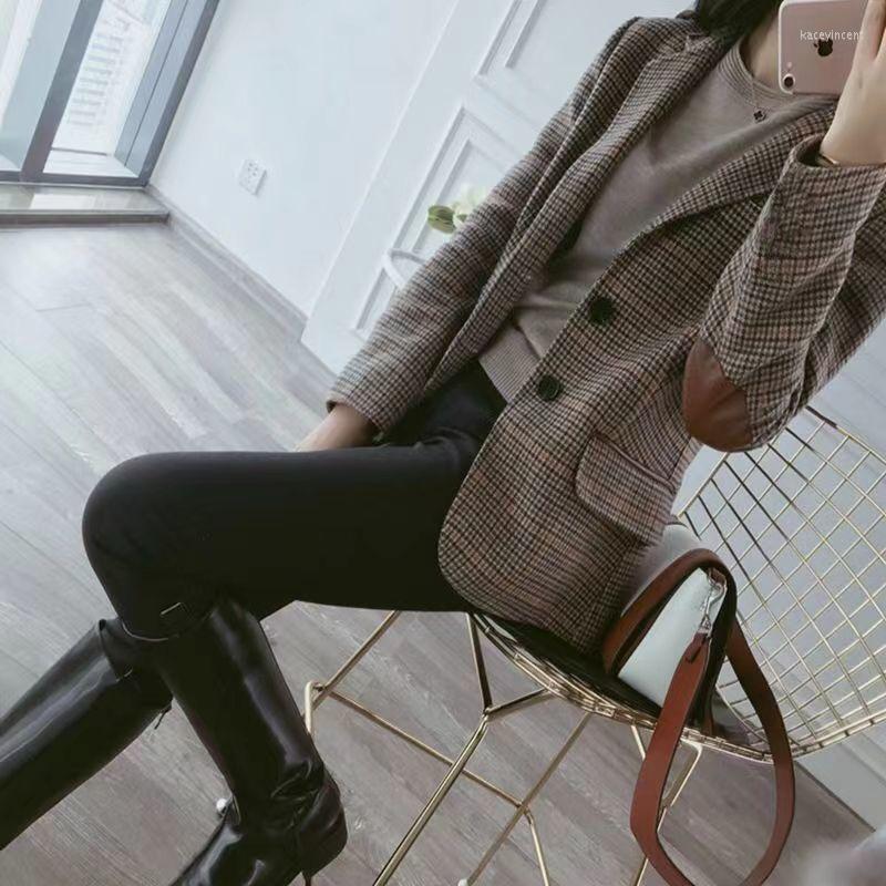 Women' Suits Button Plaid Pockets PU Patchwork Notched Office Lady Suit Casual Jackets Korean Spring Fashion Vintage Elegant Woman Blazers, Coffee 9079
Women' Suits Button Plaid Pockets PU Patchwork Notched Office Lady Suit Casual Jackets Korean Spring Fashion Vintage Elegant Woman Blazers, Coffee 9079