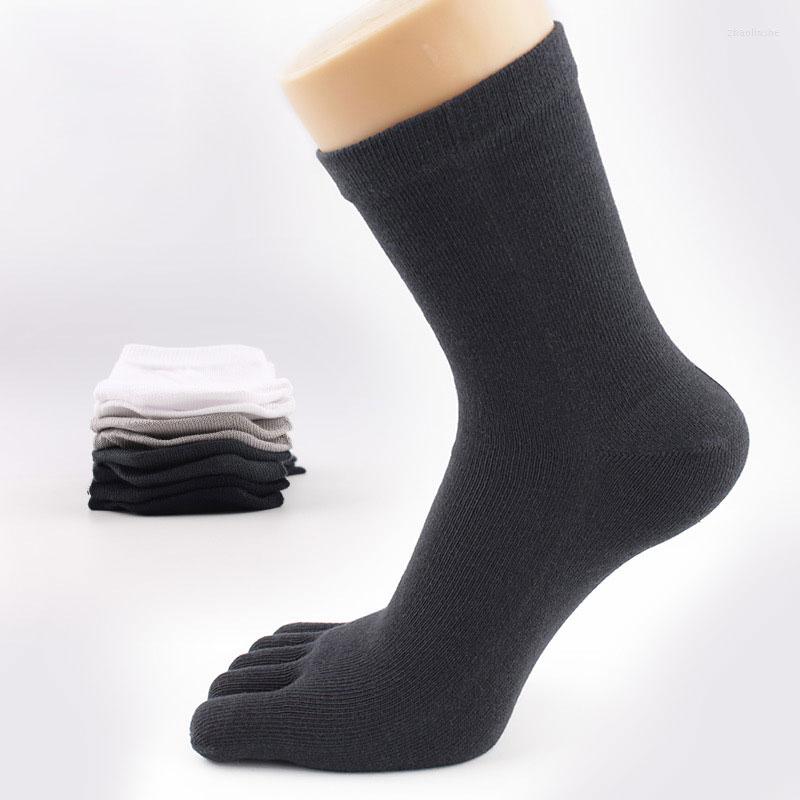 

Men's Socks Cotton Sweat-Absorbent Breathable Toe Unisex Mid-calf Pure Color Five Finger Running Cycling Sports Sock, Dh