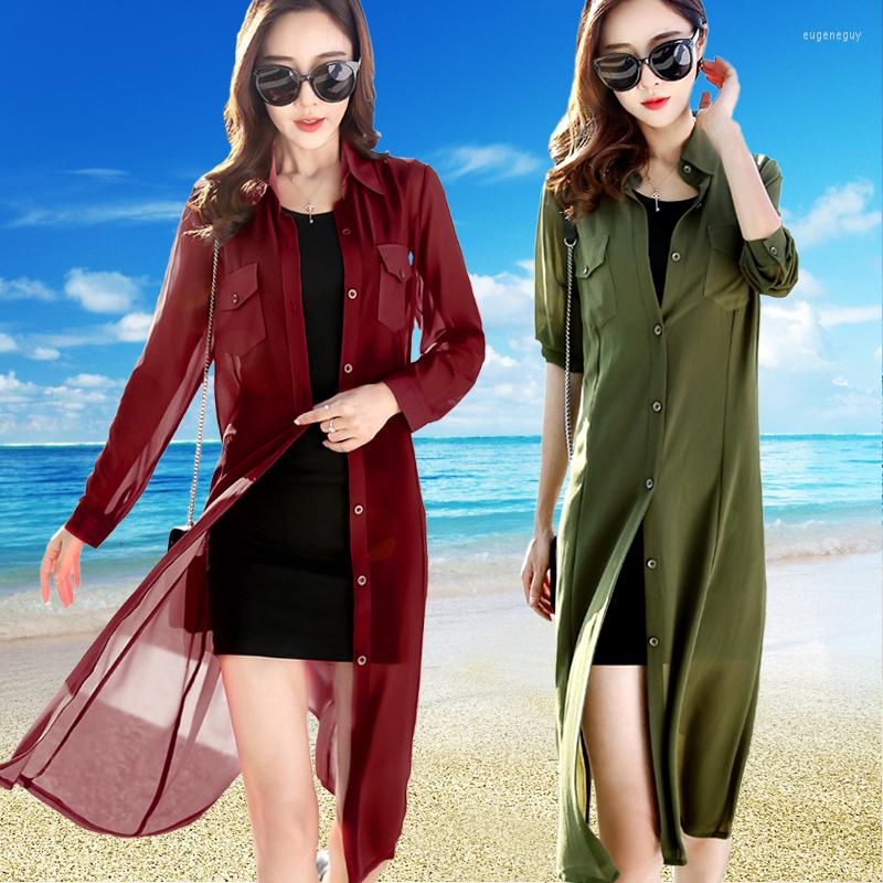 Women's Blouses Women Beach Dress Summer Bathing Suit Beachwear Elegant Female Solid Color Chiffon Cardigan Long Shirts, Green
Women's Blouses Women Beach Dress Summer Bathing Suit Beachwear Elegant Female Solid Color Chiffon Cardigan Long Shirts, Green