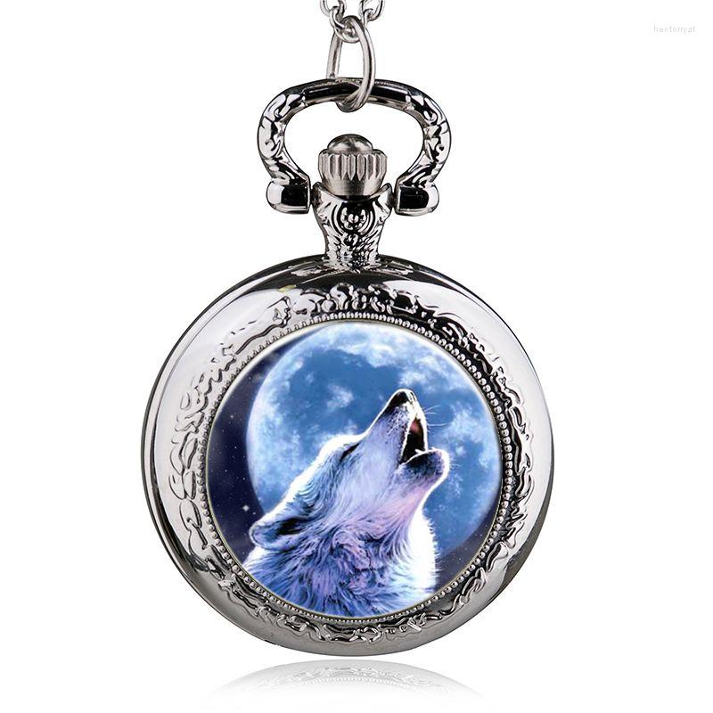 Pocket Watches Cool Wolf Series Design Quartz Watch With Necklace Chain Women Mens Pendant Clock Kids Children Gift, Hb958-6 
Pocket Watches Cool Wolf Series Design Quartz Watch With Necklace Chain Women Mens Pendant Clock Kids Children Gift, Hb958-6