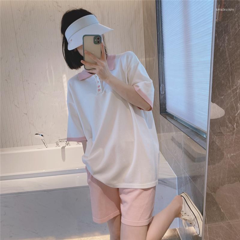 Women' Tracksuits POLO Lapel Pink Short-sleeved Shorts Lazy Suit Female Summer Loose Large Size Two-piece College Style Sports To Reduce
Women' Tracksuits POLO Lapel Pink Short-sleeved Shorts Lazy Suit Female Summer Loose Large Size Two-piece College Style Sports To Reduce