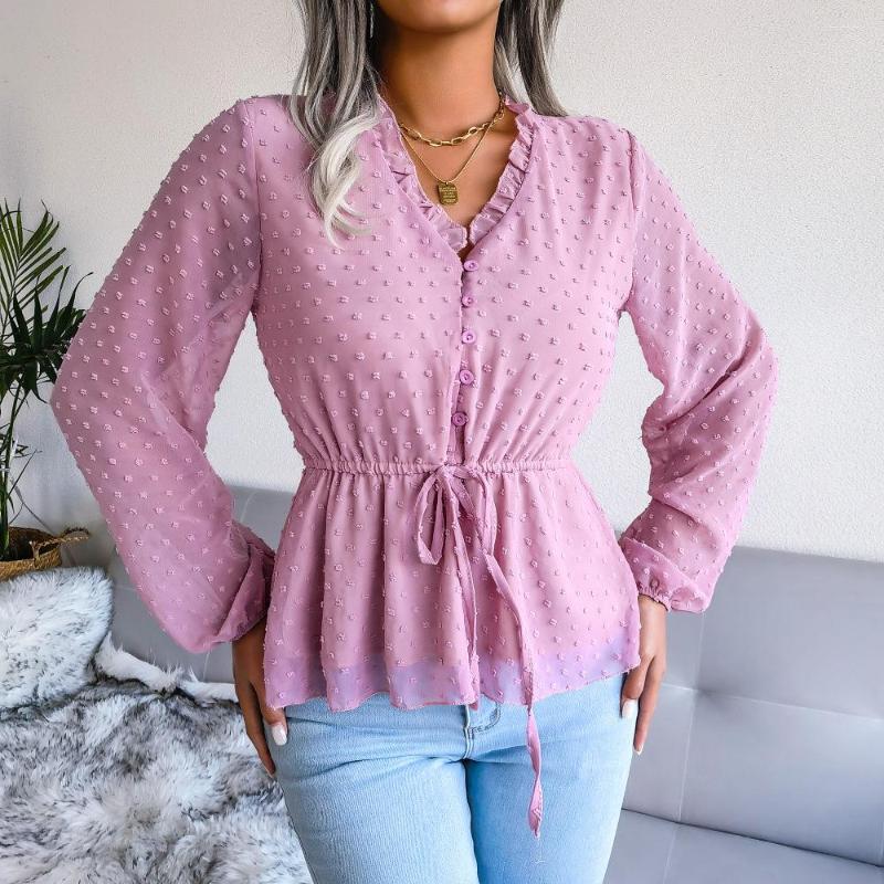 Women' T Shirts 2022 Autumn Women' Lantern Long Sleeve Ruffle Tie Waist To Show Thin Polka Dot Chiffon Sweater, Pink
Women' T Shirts 2022 Autumn Women' Lantern Long Sleeve Ruffle Tie Waist To Show Thin Polka Dot Chiffon Sweater, Pink