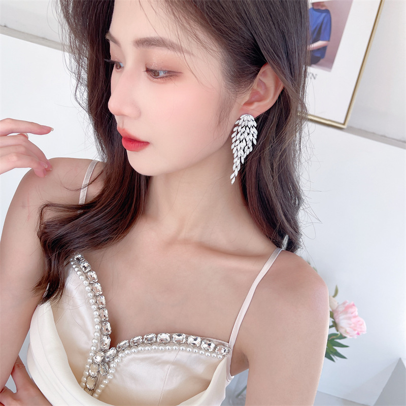 Sparkling Luxury Jewelry Dangle Earrings 925 Sterling Silver Pave White Sapphire CZ Diamond Gemstones Party Women Wedding Long Tassels Drop Earring Gi