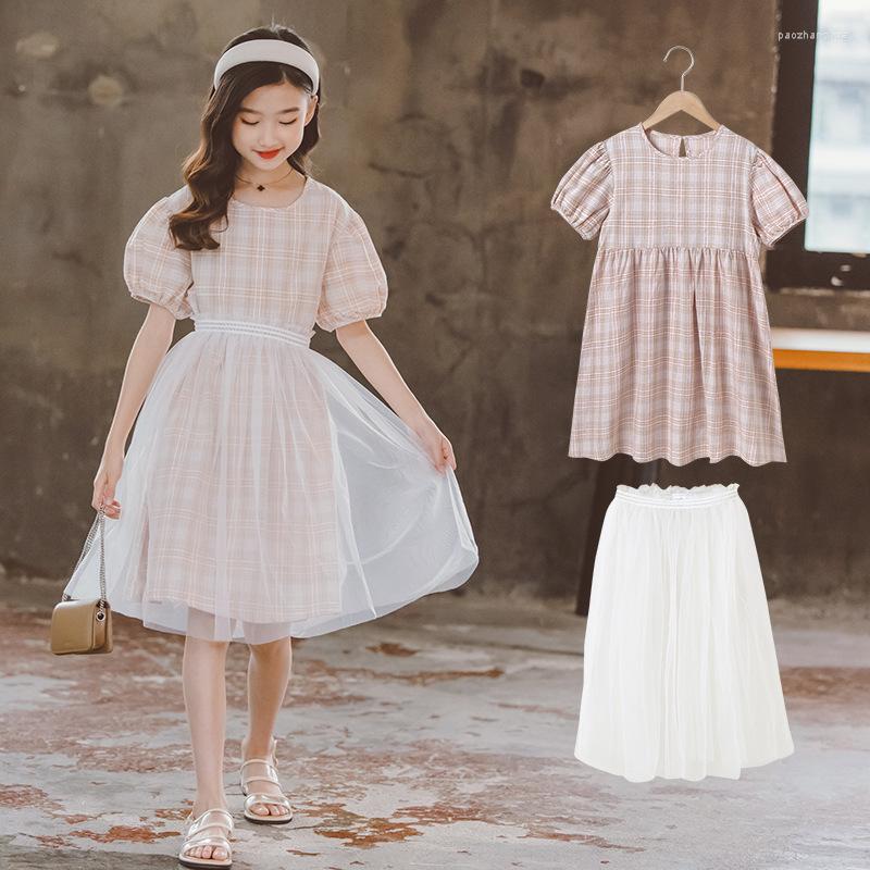Clothing Sets LucaLucky Baby Big Girls Summer Outfits Children 2 Pcs Casual Cotton Plaid Dresses & Mesh Skirt Teen Clothes 4-16Y, White 
Clothing Sets LucaLucky Baby Big Girls Summer Outfits Children 2 Pcs Casual Cotton Plaid Dresses & Mesh Skirt Teen Clothes 4-16Y, White