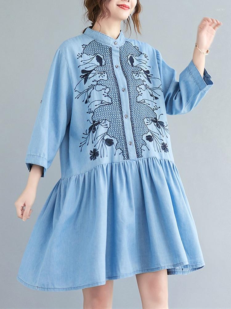 Casual Dresses Fashion Denim Vintage Embroidery Floral For Women Loose Mini Spring Summer Woman Dress Elegant Clothing 2023, Sky blue
Casual Dresses Fashion Denim Vintage Embroidery Floral For Women Loose Mini Spring Summer Woman Dress Elegant Clothing 2023, Sky blue