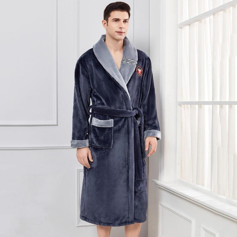 Men's Sleepwear Plus Size 3XL 4XL Men Flannel Robe Thick Warm Long Bathrobe Nightgown Winter Coral Fleece Casual Nightwear Home Wear, Mid length robe 3
Men's Sleepwear Plus Size 3XL 4XL Men Flannel Robe Thick Warm Long Bathrobe Nightgown Winter Coral Fleece Casual Nightwear Home Wear, Mid length robe 3