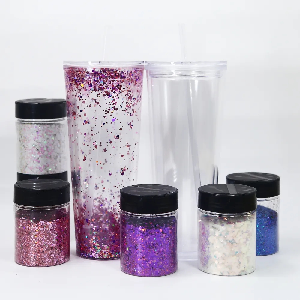 Local warehouse 24oz pre-drilled snow globe acrylic tumblers with flat lid straw clear double walled plastic cup drinking beverage tumblers 25pcs/case