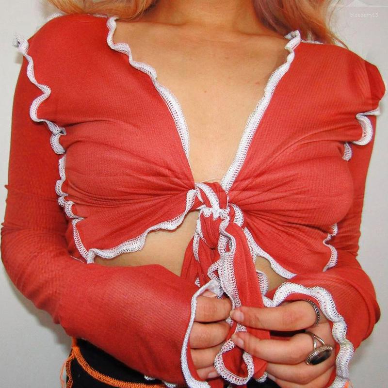 Women' T Shirts 2022 Sexy Slim Women Blouse Tops Spring Autumn Elegant Long Sleeve T-shirt Solid V-neck Ruffle Bow Navel Blusas 18208, Red
Women' T Shirts 2022 Sexy Slim Women Blouse Tops Spring Autumn Elegant Long Sleeve T-shirt Solid V-neck Ruffle Bow Navel Blusas 18208, Red