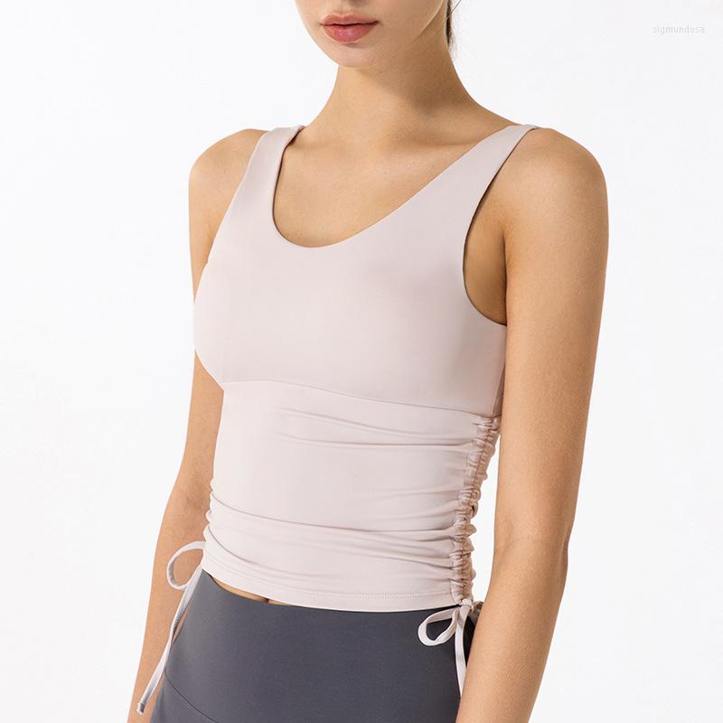 Active Shirts Drawstring Sports Vest Women's Anti Glare Yoga Suit Top Covering Breast Sleeveless Suspender With Chest Cushion Back, Ivory
Active Shirts Drawstring Sports Vest Women's Anti Glare Yoga Suit Top Covering Breast Sleeveless Suspender With Chest Cushion Back, Ivory