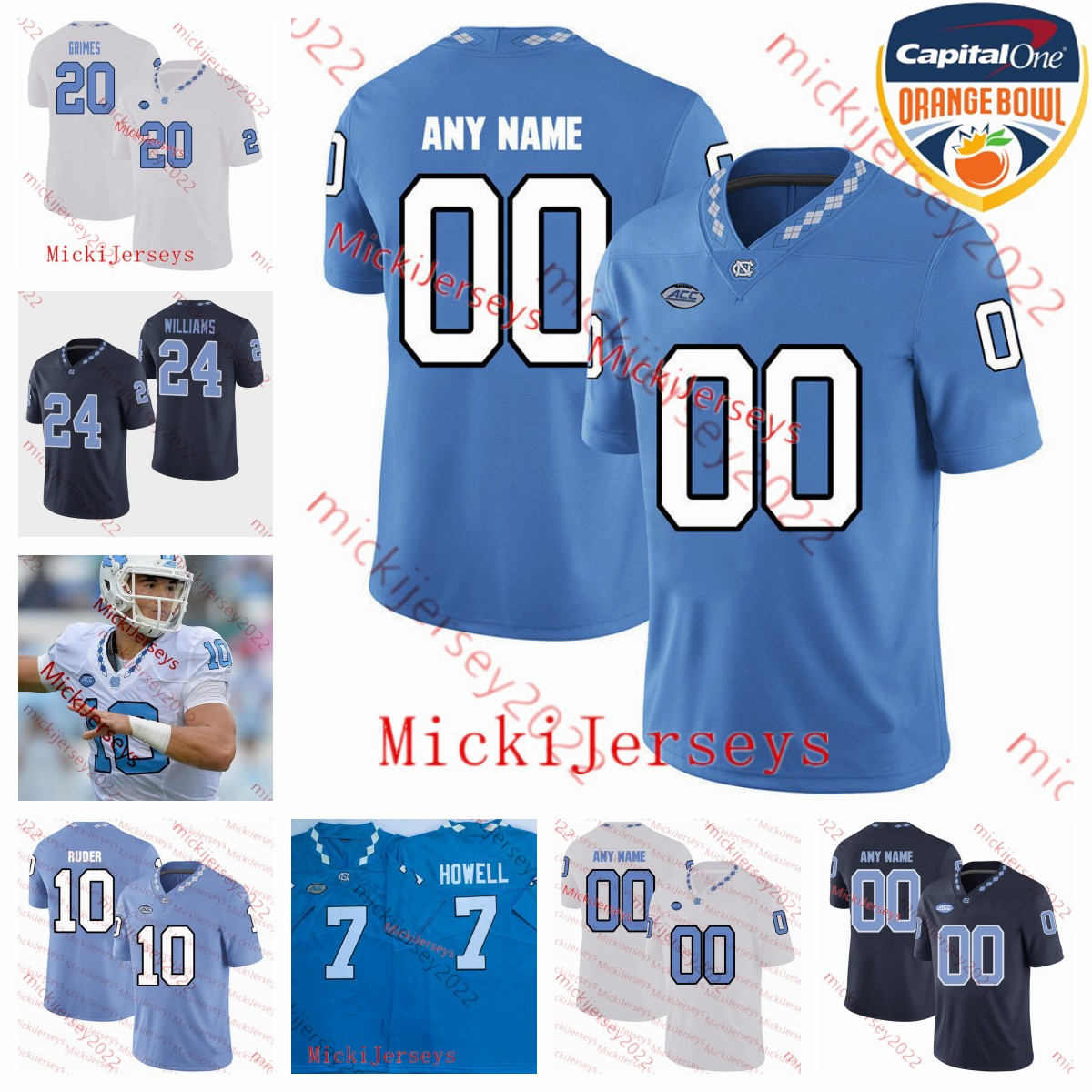 Devontez Walker North Carolina Football Stitched jersey Deems May Drake Maye Malik McGowan Brooks Miller Ed Montilus North Carolina Tar Heels jerseys