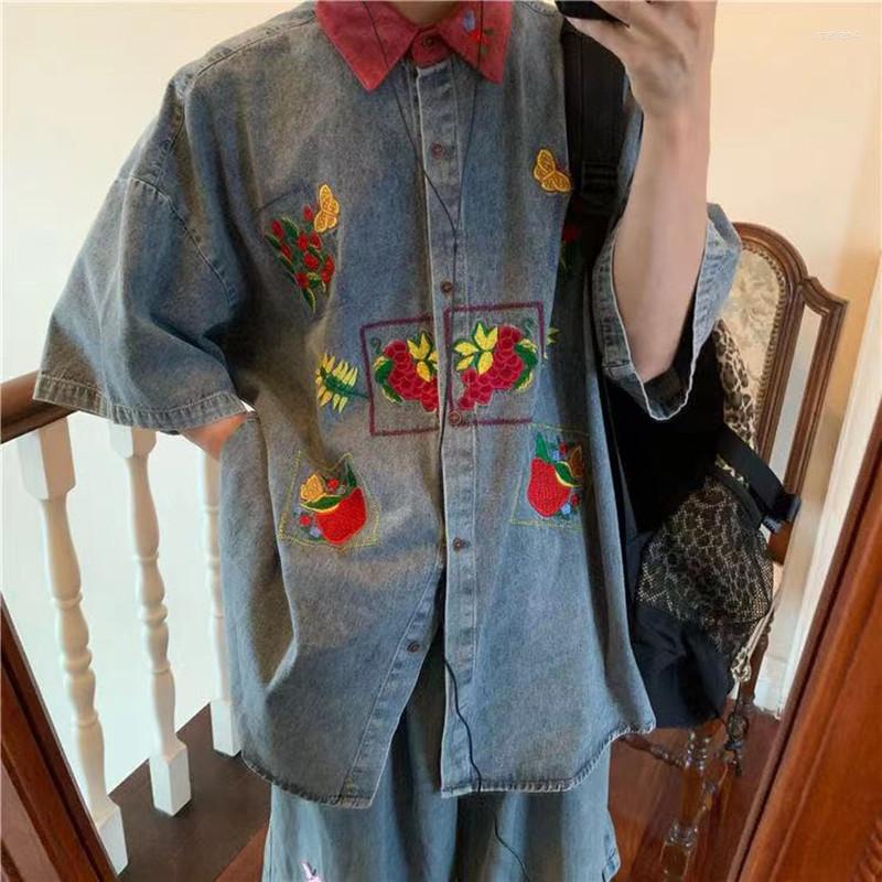 Men's Casual Shirts 2022 Summer Men's Short Sleeves Denim Fashion Brand Embroidery Vintage Style Cowboy Shirt Lapel Collar, Blue
Men's Casual Shirts 2022 Summer Men's Short Sleeves Denim Fashion Brand Embroidery Vintage Style Cowboy Shirt Lapel Collar, Blue
