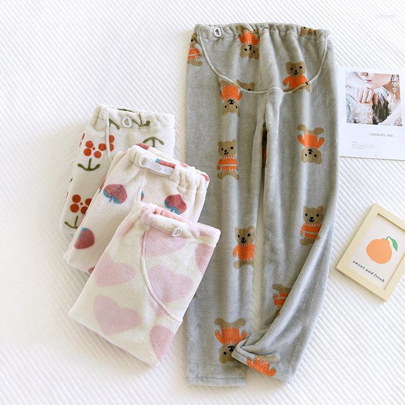 Women's Sleepwear Flannel Pregnant Women Trousers Autumn Winter Warm Thick Belly Support Pants Cartoon Printing Outer Wear Adjustable, White bear
Women's Sleepwear Flannel Pregnant Women Trousers Autumn Winter Warm Thick Belly Support Pants Cartoon Printing Outer Wear Adjustable, White bear