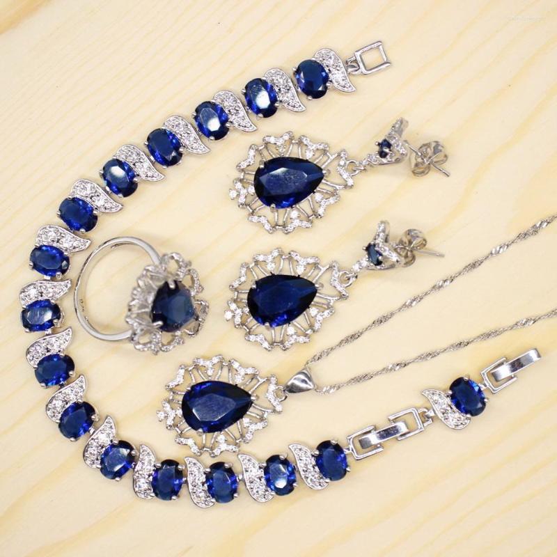 Necklace Earrings Set GZJY Women Blue Crystal 925 Silver Ring Royal Stud Earring Egg Bracelet Sets For Wedding Party, Picture shown
Necklace Earrings Set GZJY Women Blue Crystal 925 Silver Ring Royal Stud Earring Egg Bracelet Sets For Wedding Party, Picture shown