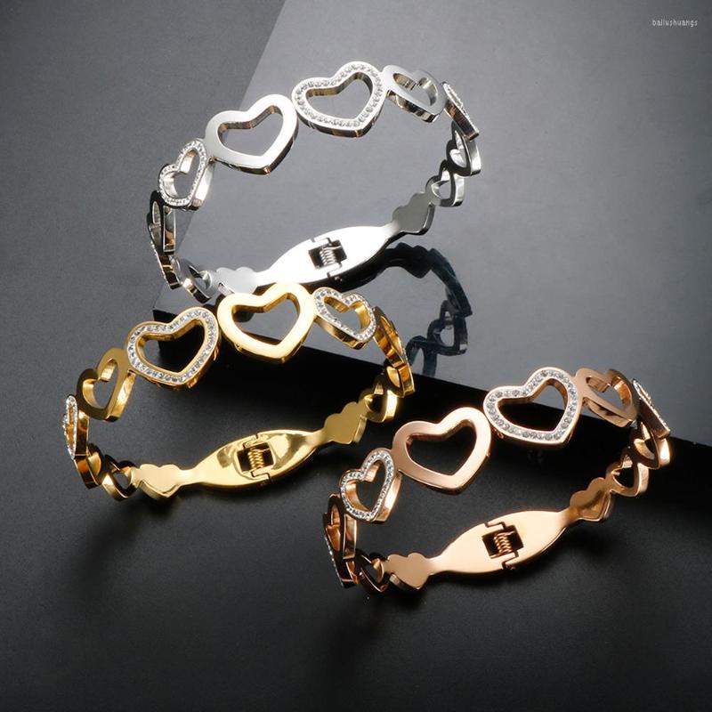Bangle Fashion Stainless Steel Bracelet For Women Couple Crystal Hollow Out Love Heart Shape Gold Color Luxury Jewelry
Bangle Fashion Stainless Steel Bracelet For Women Couple Crystal Hollow Out Love Heart Shape Gold Color Luxury Jewelry