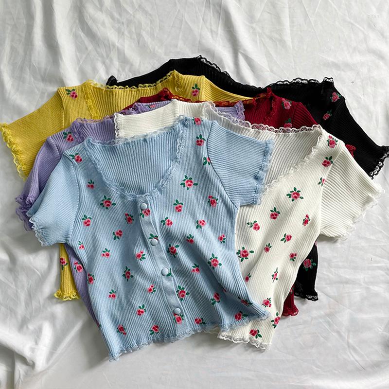 Women's Knits Y2k Lace Flower Print Short Sleeve Knitted Cardigan Sweater Woman 2022 Summer Sexy Knit Cropped Tops Colorful Tee White Red, Black
Women's Knits Y2k Lace Flower Print Short Sleeve Knitted Cardigan Sweater Woman 2022 Summer Sexy Knit Cropped Tops Colorful Tee White Red, Black