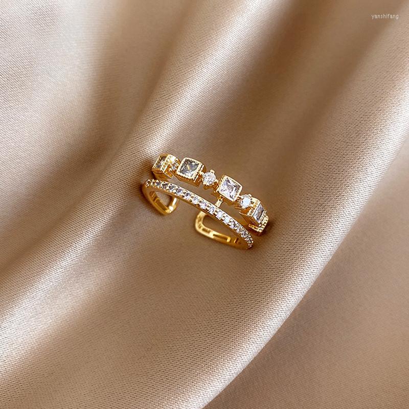 Cluster Rings Charming 14K Real Gold Square Zircon Opening For Women Adjustable Design Beautiful Jewelry Shiny Party Gift
Cluster Rings Charming 14K Real Gold Square Zircon Opening For Women Adjustable Design Beautiful Jewelry Shiny Party Gift