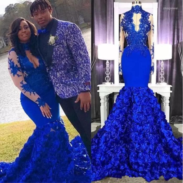Party Dresses Exquisite Royal Blue Keyhole Neck High Long Sleeves Mermaid Prom With 3D Flowers Formal Evening Gowns African, Black
Party Dresses Exquisite Royal Blue Keyhole Neck High Long Sleeves Mermaid Prom With 3D Flowers Formal Evening Gowns African, Black