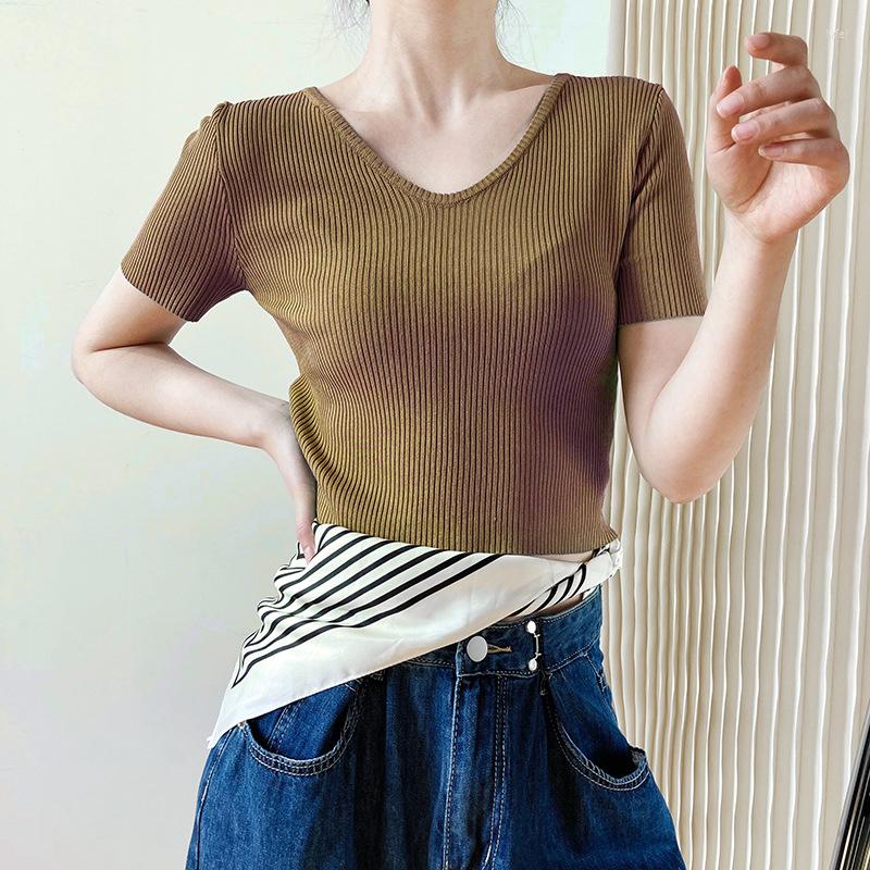 Women's T Shirts 2022 Summer Tights Pure Cotton V-neck T-shirt Women Short-sleeved Slim Collar Gray, Black
Women's T Shirts 2022 Summer Tights Pure Cotton V-neck T-shirt Women Short-sleeved Slim Collar Gray, Black