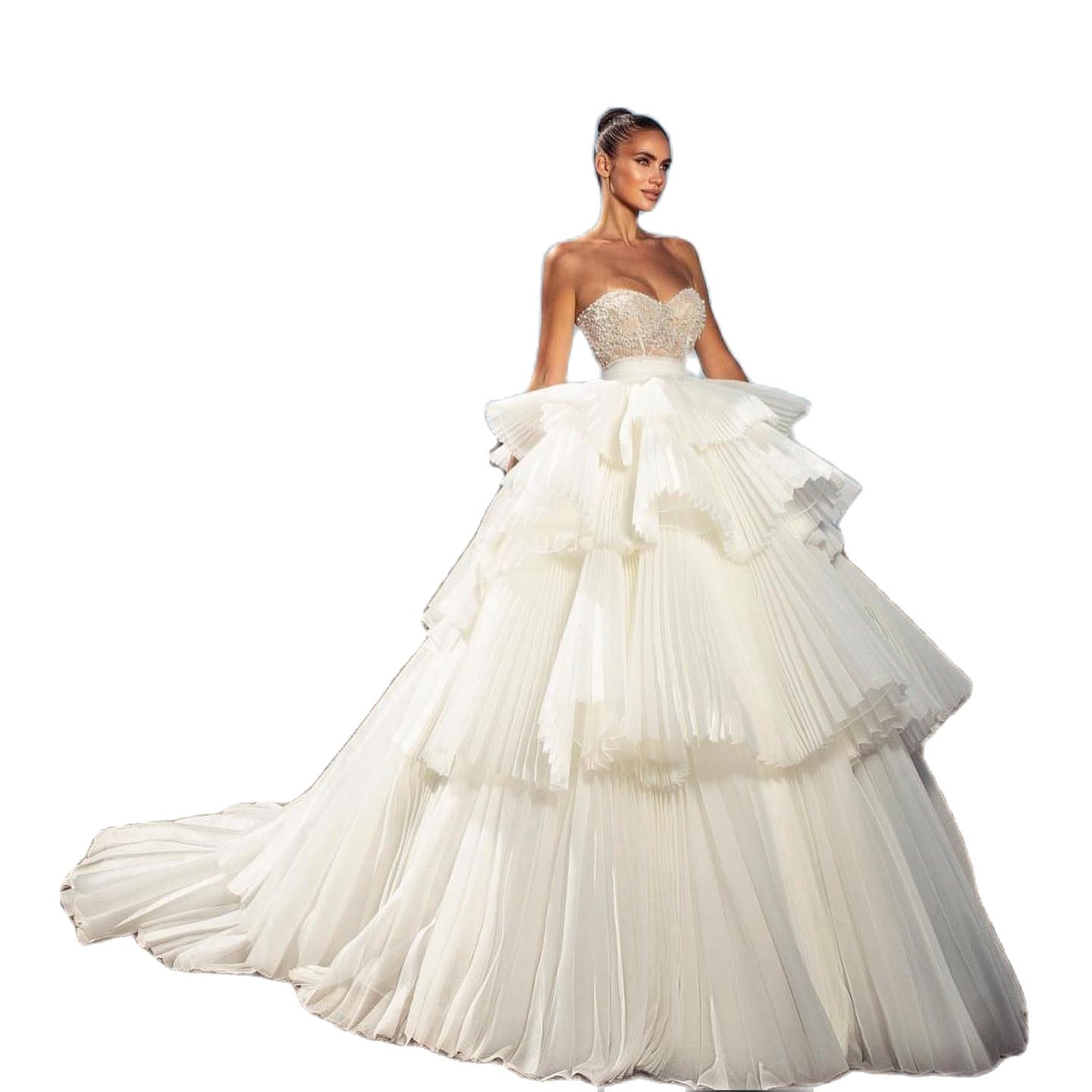 Princess Ball Gown Wedding Dress 2023 vestido de noiva Beads Strapless robe de mariee Pleats Bridal Gowns