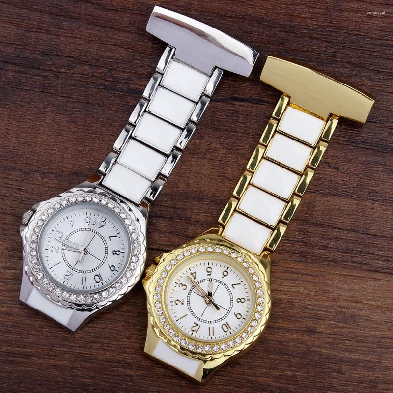 Pocket Watches White Watch Clip-on Stainless Luxury Crystal Brooch Fob Women Ladies Gold Silver Relogio Feminino
Pocket Watches White Watch Clip-on Stainless Luxury Crystal Brooch Fob Women Ladies Gold Silver Relogio Feminino