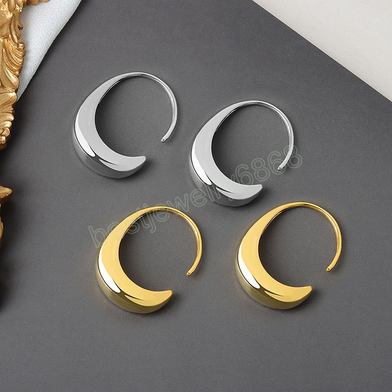 Gold Plated Chic Huggie Earrings Women Ear Hook Chunky Earrings Hoops Brass Geometric Earring Female Minimalist Jewelry