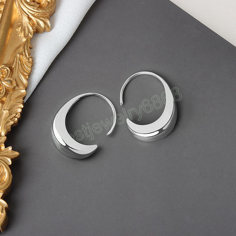 Gold Plated Chic Huggie Earrings Women Ear Hook Chunky Earrings Hoops Brass Geometric Earring Female Minimalist Jewelry