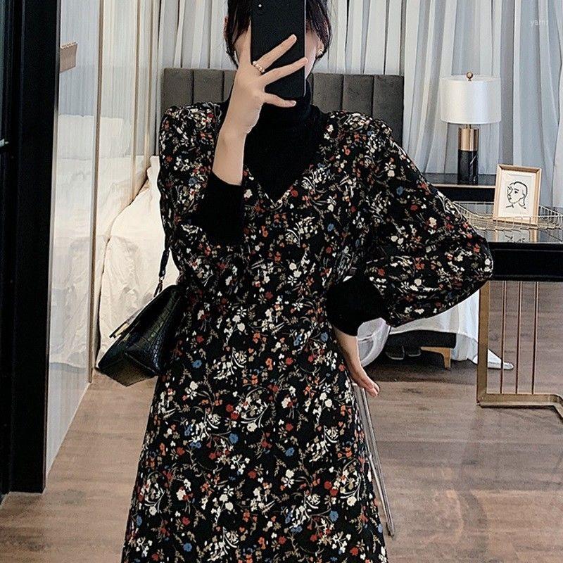 Casual Dresses Woman Floral Dress 2022 Spring Fake Two-Piece Long Vestido De Mujer Femme Robe, Black
Casual Dresses Woman Floral Dress 2022 Spring Fake Two-Piece Long Vestido De Mujer Femme Robe, Black