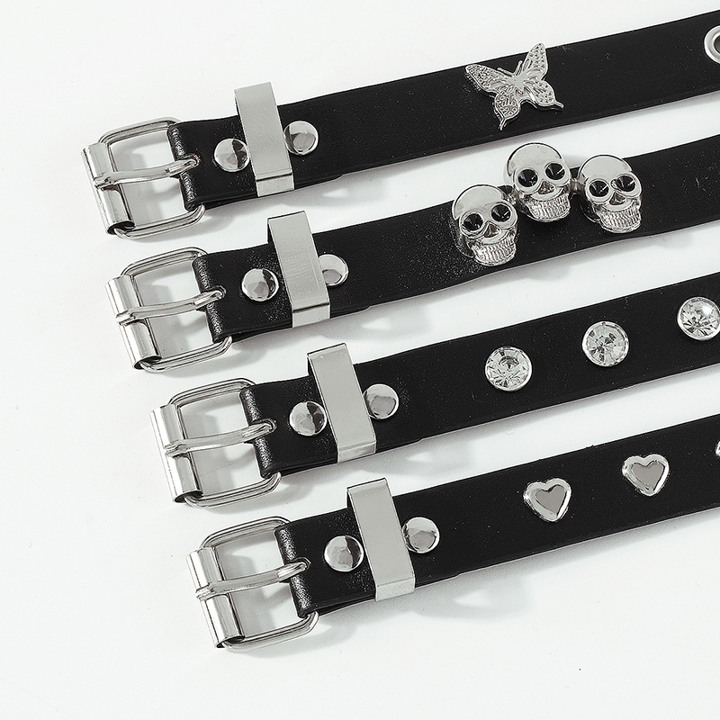 2023 Punk Rivet Nightclub Trend Bracelet Skull Bracelets Bangle Crystal Heart Gothic Fashion Jewelry wholesale