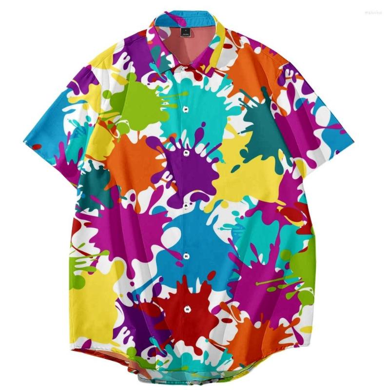 Men's Casual Shirts Splash Ink Print Patchwork Loose Thin Shirt Beach Couple Hawaiian Style Short Sleeve Versatile Shirt-
Men's Casual Shirts Splash Ink Print Patchwork Loose Thin Shirt Beach Couple Hawaiian Style Short Sleeve Versatile Shirt-