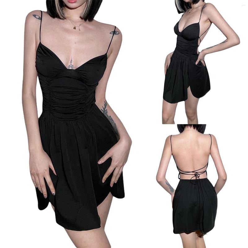 Casual Dresses Women Sleeveless Dress With Adjustable Strap Solid Color Backless Low Cut Neckline Summer Clothing
Casual Dresses Women Sleeveless Dress With Adjustable Strap Solid Color Backless Low Cut Neckline Summer Clothing